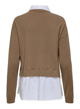 Jersey avec chemise Only Payson beige pour femme