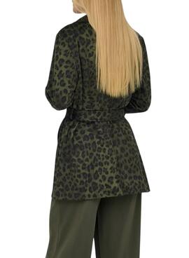 Blazer Only Moon vert imprimé animal pour femme