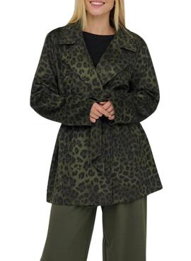 Blazer Only Moon vert imprimé animal pour femme