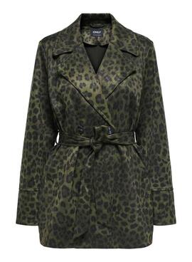 Blazer Only Moon vert imprimé animal pour femme