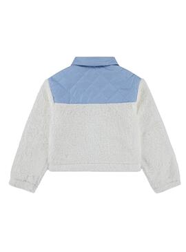 Veste Levis Sherpa blanche et bleue pour fille.