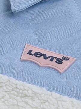 Veste Levis Sherpa blanche et bleue pour fille.