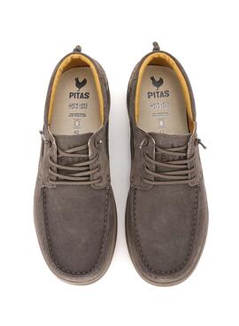 Chaussures bateau Walkin Pitas Denver gris pour homme