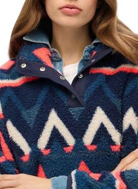 Henley imprimé ethnique marine Superdry Polaire pour femme