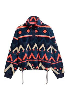 Henley imprimé ethnique marine Superdry Polaire pour femme