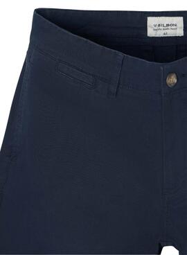 Pantalon chinois Silbon Casual bleu marine pour homme