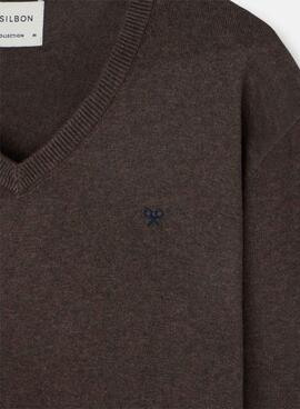 Maillot Silbon Vneck marron pour homme