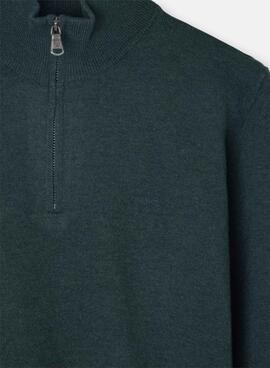 Sweatshirt à demi-zip vert Silbon pour homme