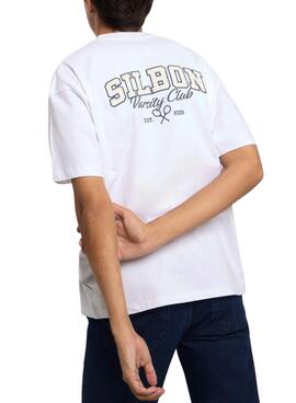 T-shirt Silbon Varsity club blanc pour homme