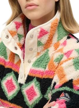 Chemise Henley imprimé ethnique beige pour femme de Superdry