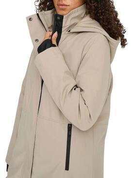 Parka Only Kara beige pour femme.