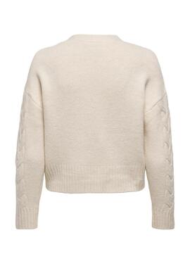 Gilet en tricot Only Rio beige pour femme.