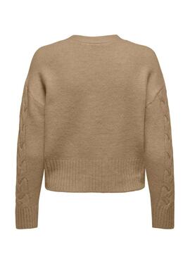 Gilet en maille Only Rio camel pour femme