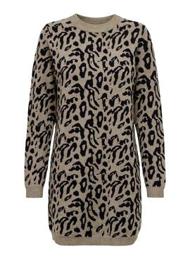 Robe en tricot marron Only Onljenni pour femme