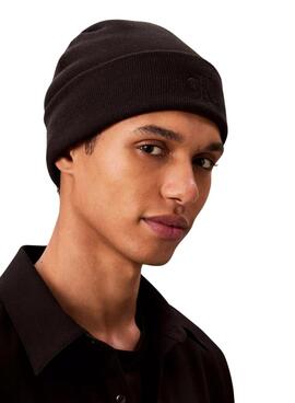 Bonnet Calvin Klein Fine Rib noir pour homme
