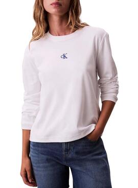 T-shirt Calvin Klein Jeans Satin Ombre Graphic blanc pour femme