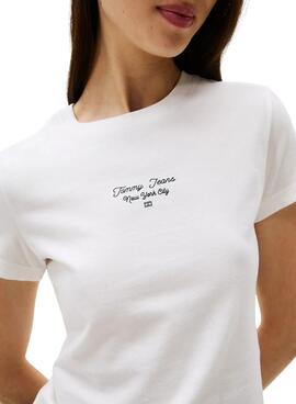 T-shirt Tommy Jeans Ess Logo blanc pour femme