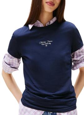 T-shirt Tommy Jeans Ess Logo bleu pour femme