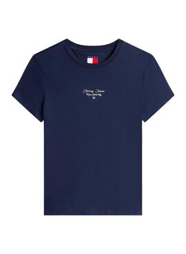 T-shirt Tommy Jeans Ess Logo bleu pour femme