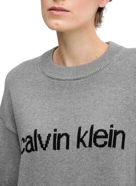 Maillot Calvin Klein en coton avec graphique gris pour femme