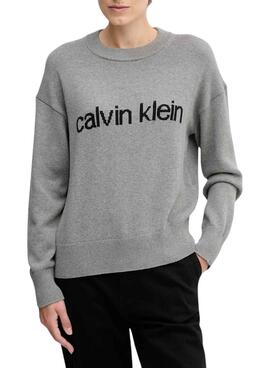 Maillot Calvin Klein en coton avec graphique gris pour femme