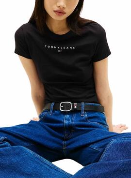T-shirt Tommy Jeans Bling Linear noir pour femme