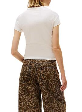 T-shirt Tommy Jeans Bling Linear blanc pour femme