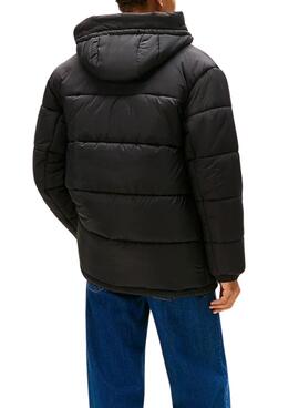 Parka Tommy Jeans mix noire pour homme
