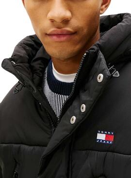 Parka Tommy Jeans mix noire pour homme
