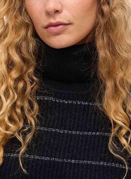 Maillot Vila Vizaza à rayures noir et argent pour femme