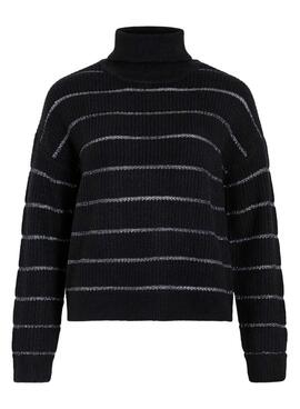 Maillot Vila Vizaza à rayures noir et argent pour femme