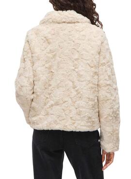 Veste en fausse fourrure beige Vila Vidorte pour femme
