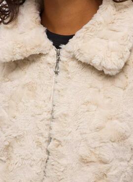 Veste en fausse fourrure beige Vila Vidorte pour femme