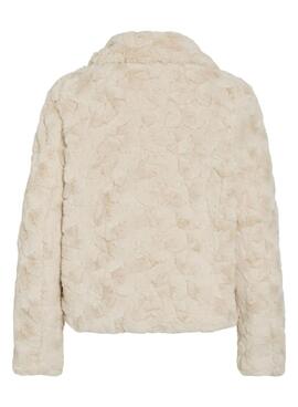 Veste en fausse fourrure beige Vila Vidorte pour femme