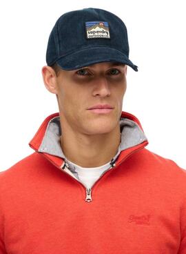 Casquette Superdry Graphic Cord Trucker en velours côtelé bleu marine