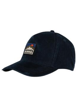 Casquette Superdry Graphic Cord Trucker en velours côtelé bleu marine