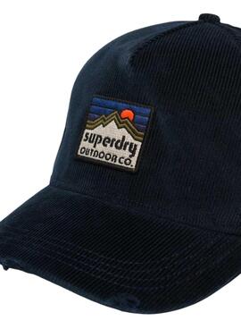 Casquette Superdry Graphic Cord Trucker en velours côtelé bleu marine