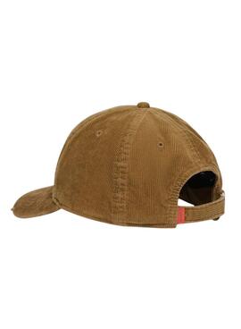 Casquette Superdry Graphic Cord Trucker en velours côtelé camel.