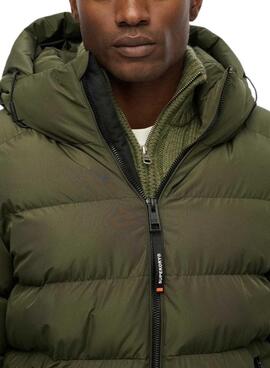 Veste de sport à capuche rembourrée Superdry Hooded Sports Puffer vert pour homme
