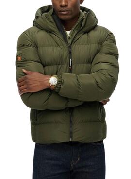 Veste de sport à capuche rembourrée Superdry Hooded Sports Puffer vert pour homme