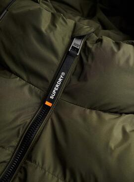 Veste de sport à capuche rembourrée Superdry Hooded Sports Puffer vert pour homme