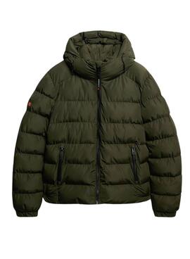 Veste de sport à capuche rembourrée Superdry Hooded Sports Puffer vert pour homme
