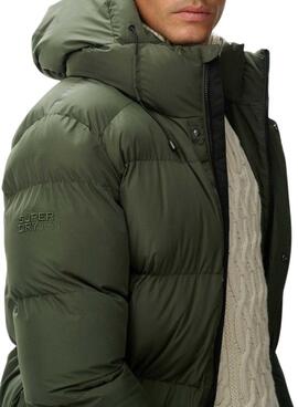 Veste matelassée à capuche Superdry Hooded Sports Puffe Mid verte pour homme