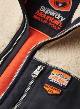 Polaire Superdry Vintage Retro Full Zip beige pour hommes