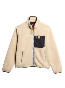 Polaire Superdry Vintage Retro Full Zip beige pour hommes