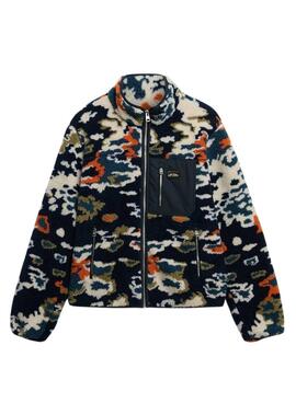 Veste polaire zippée Superdry imprimée multicolore pour homme.