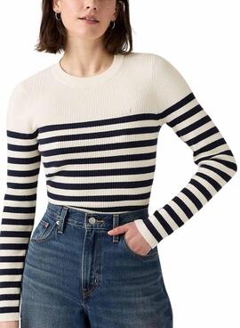 Maillot Levis Adrienne à rayures blanc et bleu pour femme