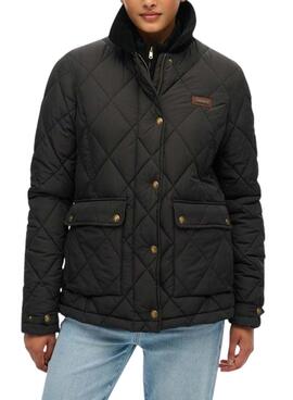 Chaqueta Superdry Cord Trimmed Liner en negro para mujer