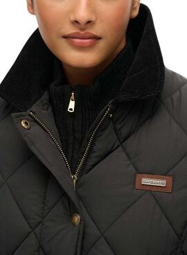 Chaqueta Superdry Cord Trimmed Liner en negro para mujer
