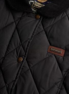 Chaqueta Superdry Cord Trimmed Liner en negro para mujer